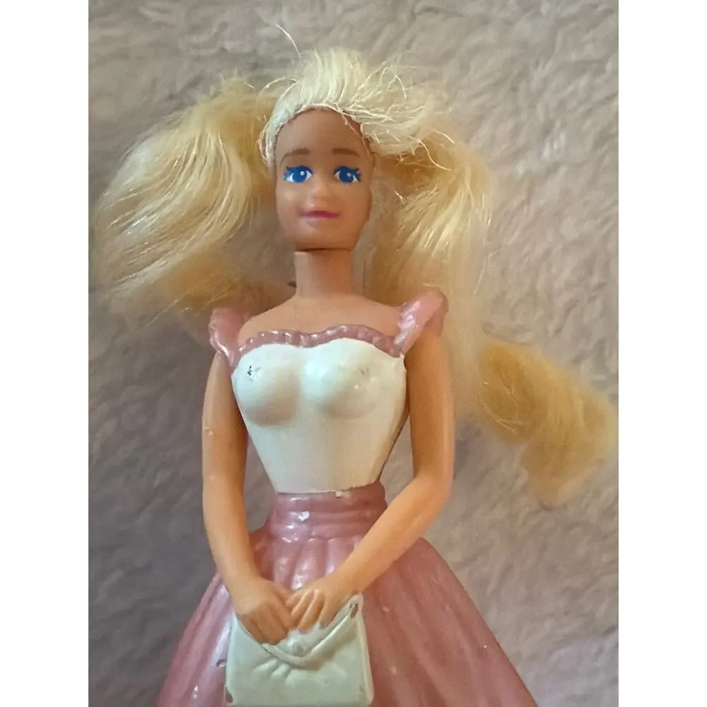 Vintage Barbie McDonald's Happy Meal Figure Pink Dress Blonde Doll Mattel 4